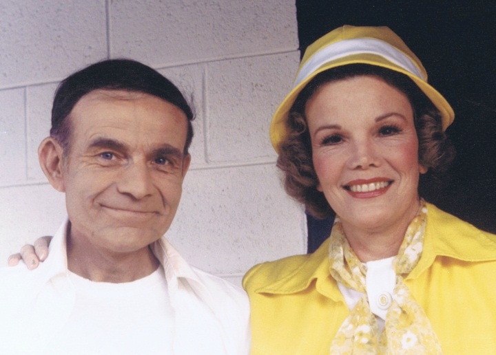 Clyde Miller and Nanette Fabray backstage at Melody Top Theatre during the run of CALL ME MADAM